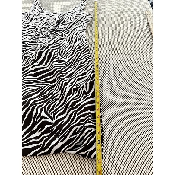 ZEBRA Print Sheath Shift Dress Sz 12 Smocked Front Sleeveless Animal Bubble Hem - Picture 8 of 13